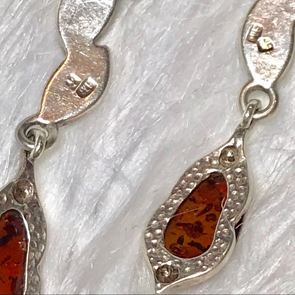 925 Sterling Genuine Mulicolor Green Yellow Honey Baltic Amber Dangle Ea… - Picture 5 of 8